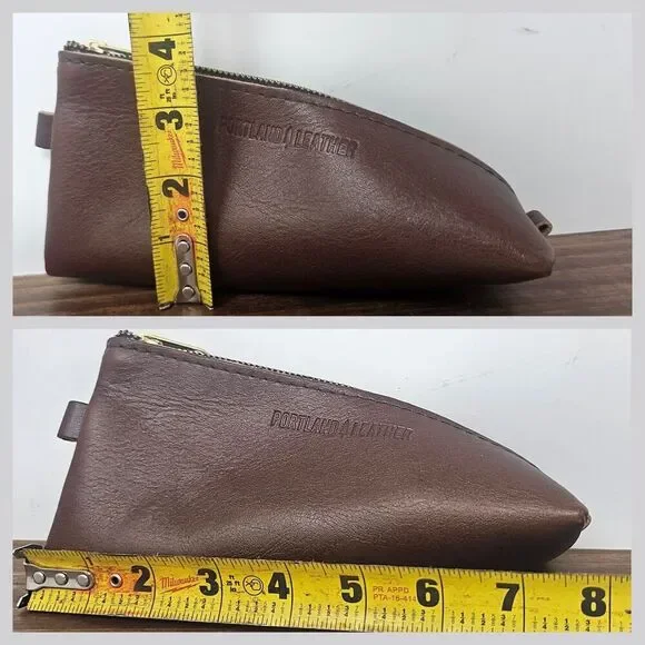 Portland Leather Goods Alpine Pouch Zippered Pouch Brown Makeup Bag NEW - Picture 7 of 7